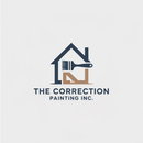 Logo for "The Correction Painting Inc." featuring a house silhouette with a paintbrush, in blue and tan.
