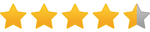 Five stars, the last one partially filled in, indicating a 4.5-star rating.