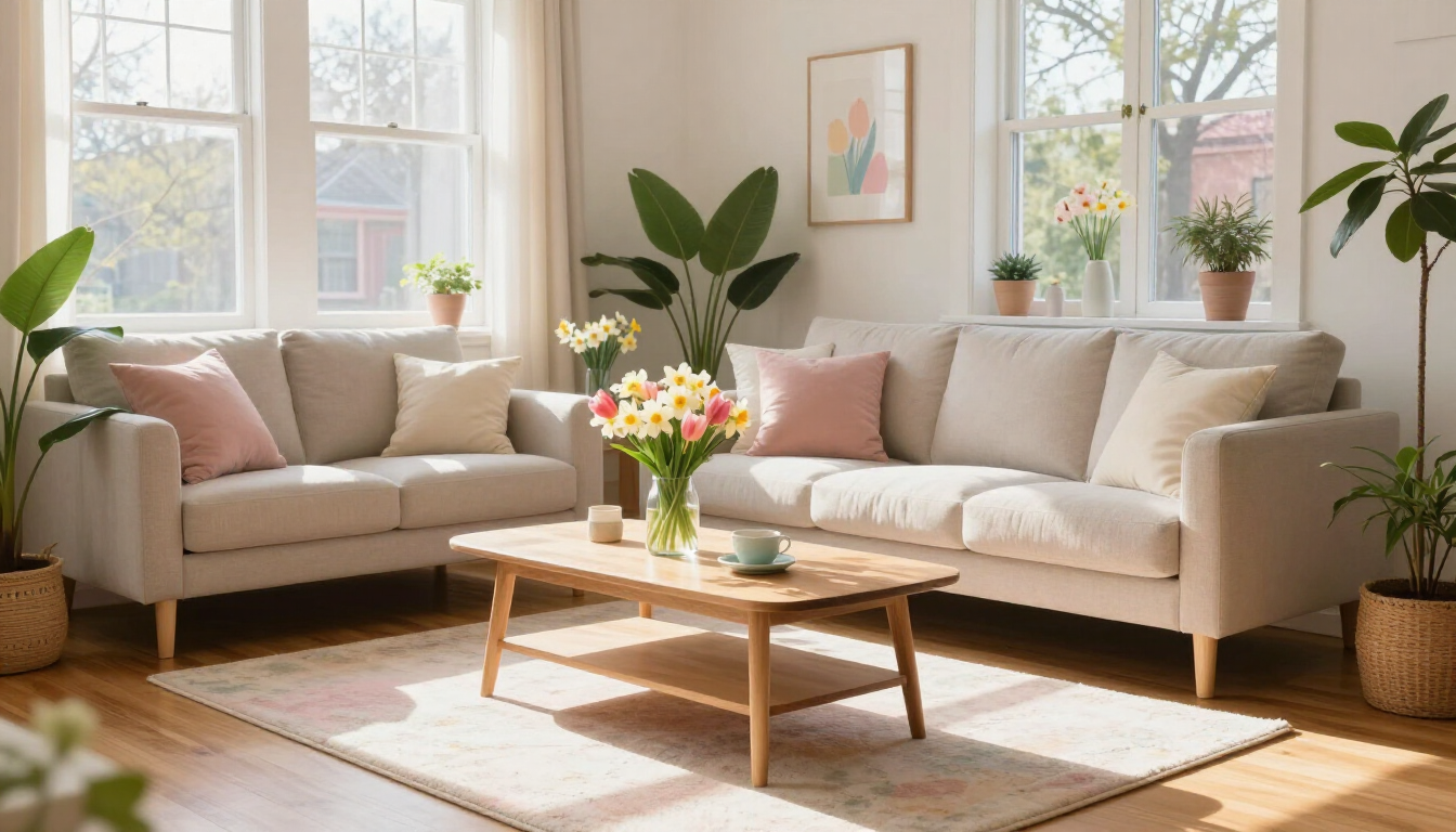 A perfectly organized shelf representing a spring reset for a fresh home.