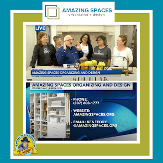 An ad for amazing spaces organizing and design