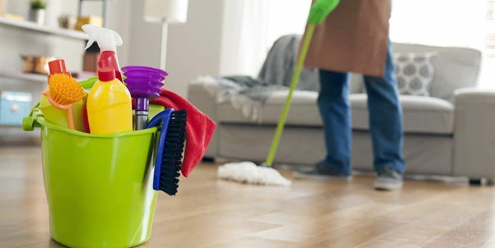 Cleaning supplies and floor mopping