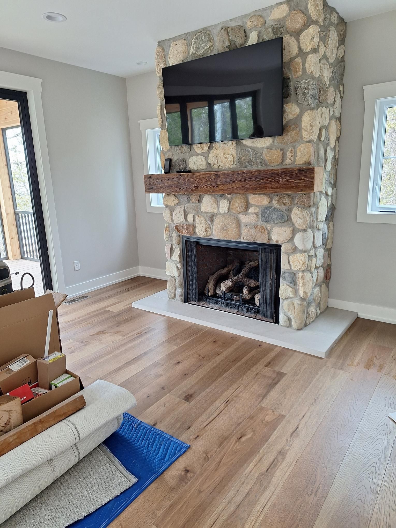 Carboard Boxes Besides a Bed