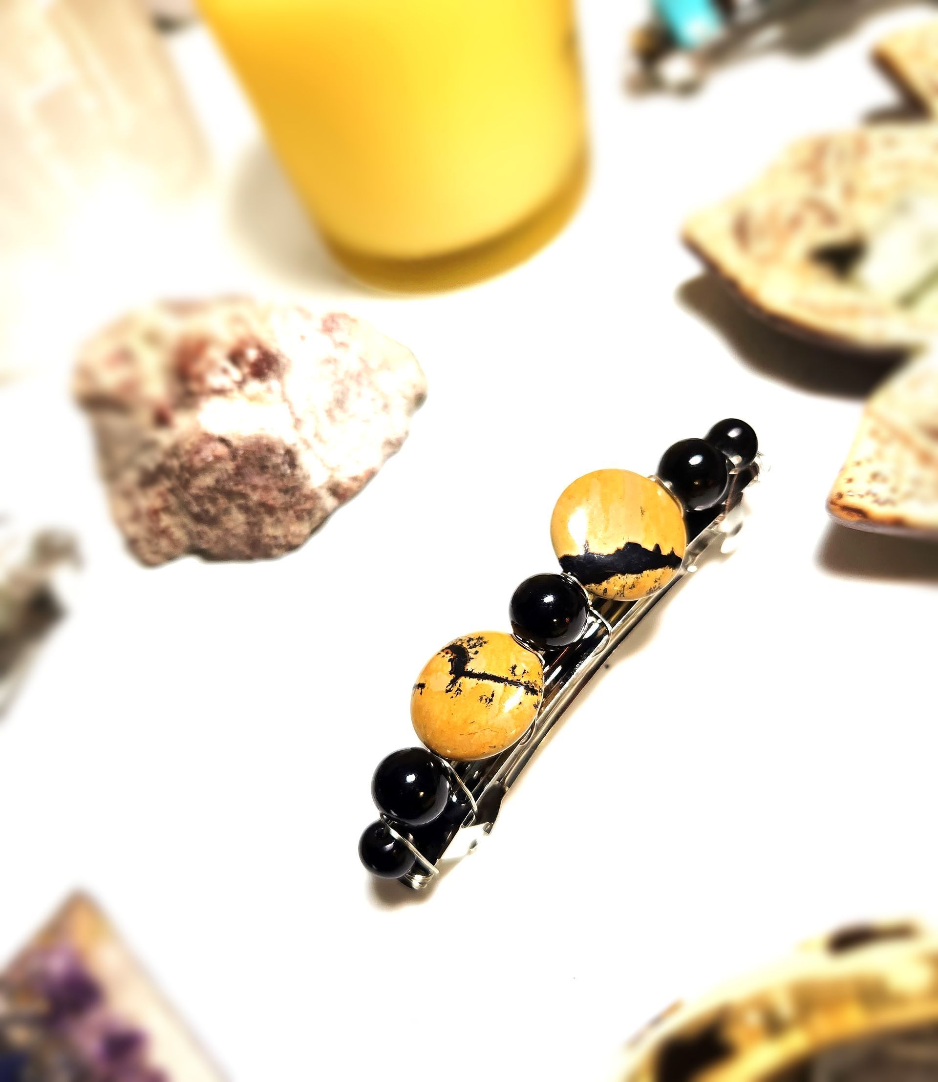 DARING DENDRITIC AGATE CRYSTAL Hair Barrette