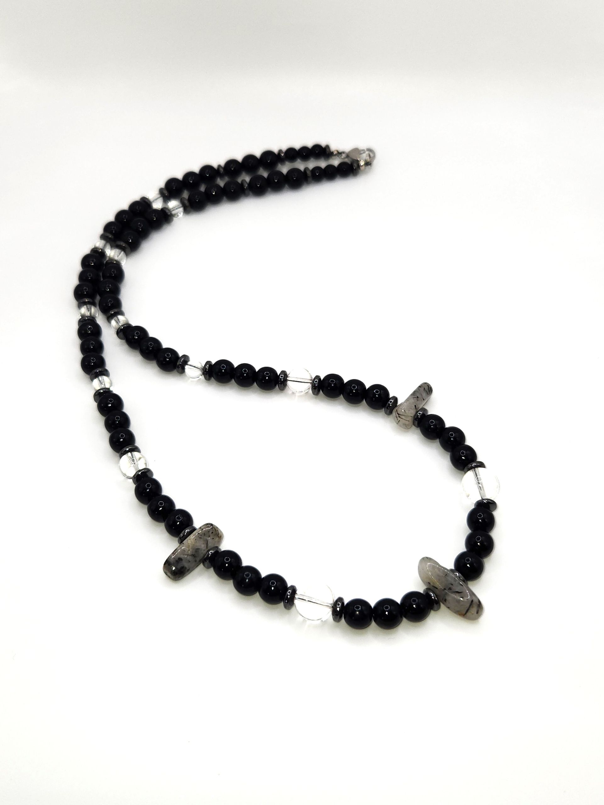 CLEAR TOURMALINATED QUARTZ CRYSTAL Necklace for Men