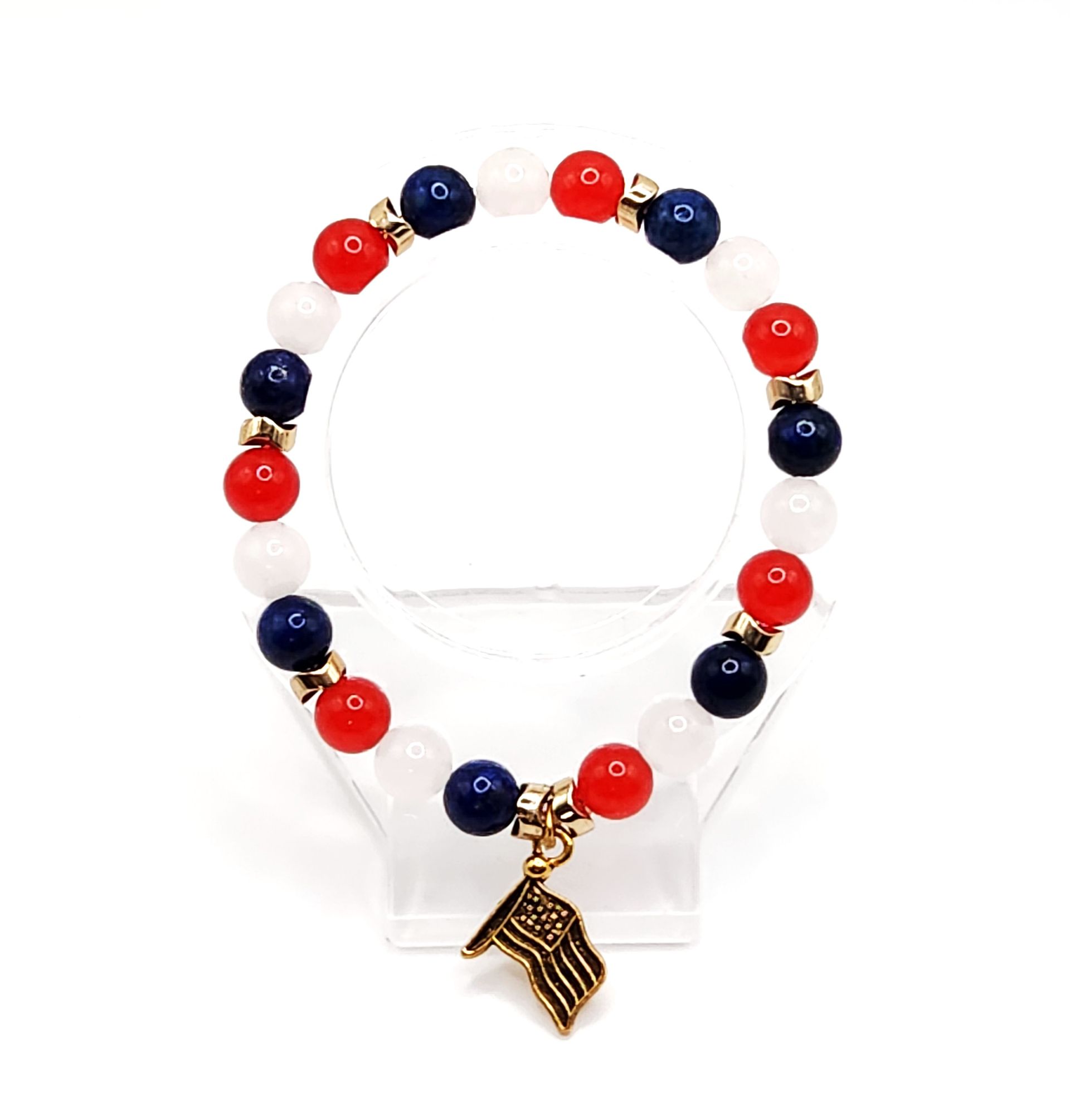 RED, WHITE & BLUE FLAG CRYSTAL Bracelet