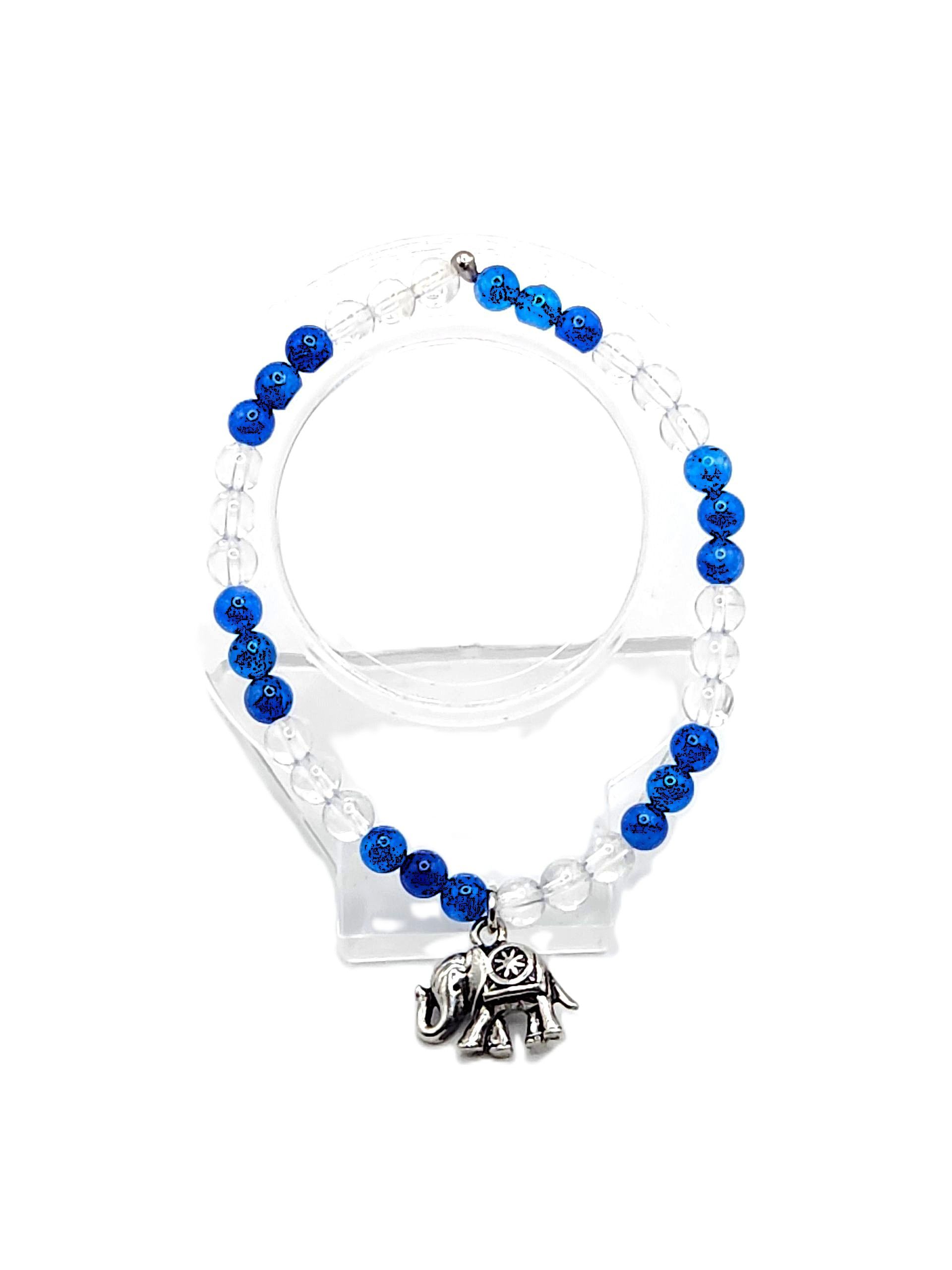 BOSS BLUE AGATE CLEAR ELEPHANT CRYSTAL Bracelet