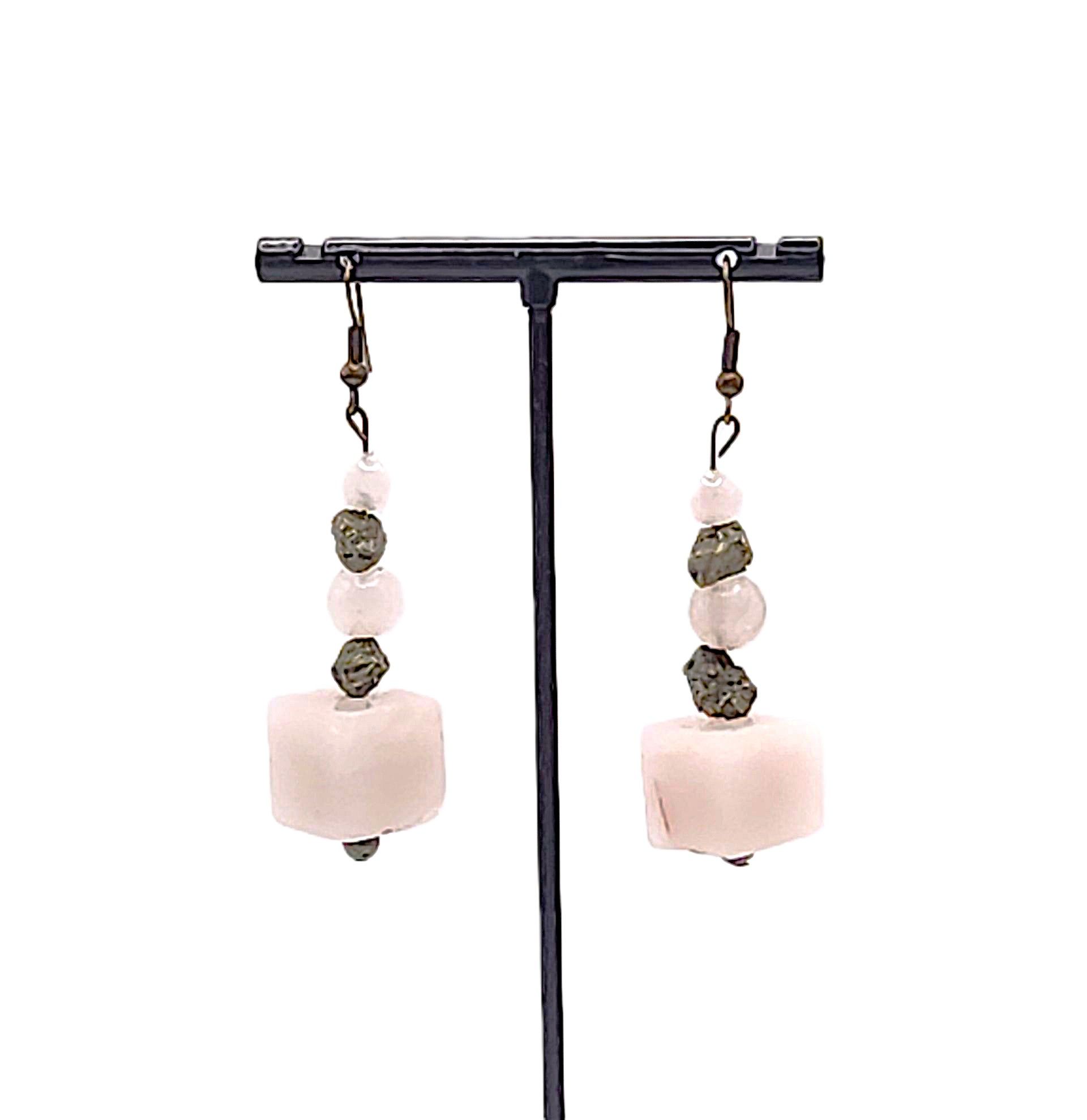 Plush Pyrite Rose Crystal Earrings