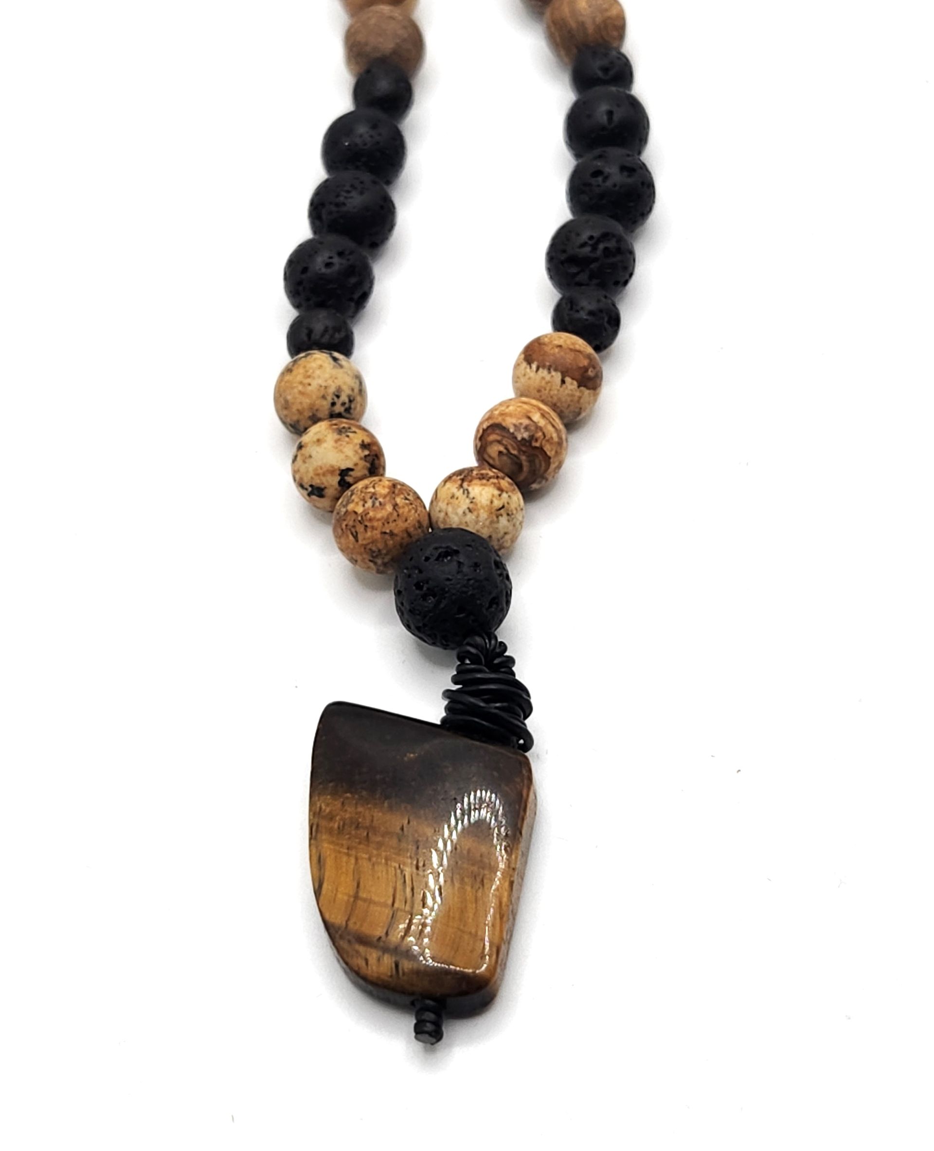 JASPER TIGER'S EYE CRYSTAL STONE Necklace for Men