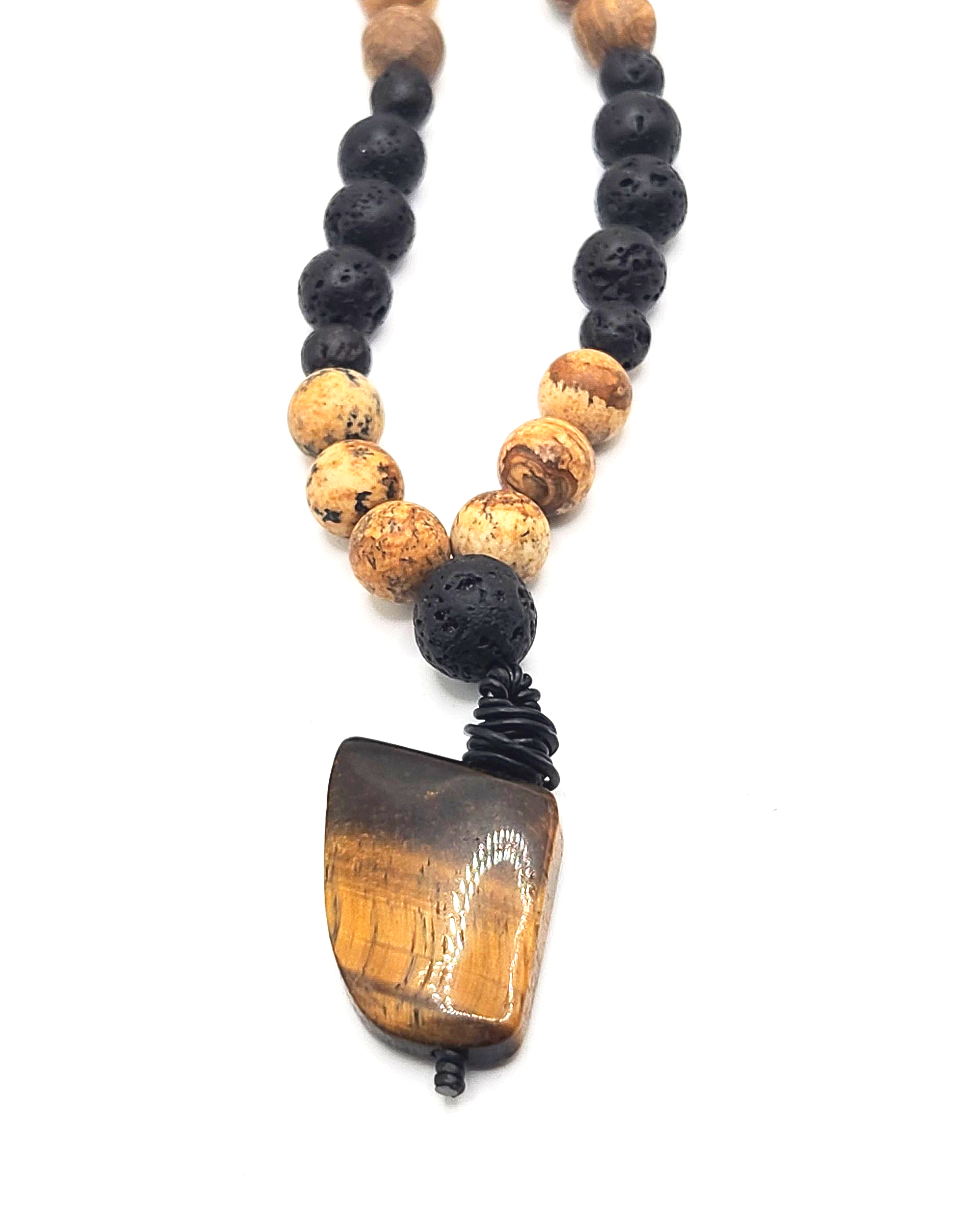 Jasper Tiger’s Eye Crystal Stone Necklace