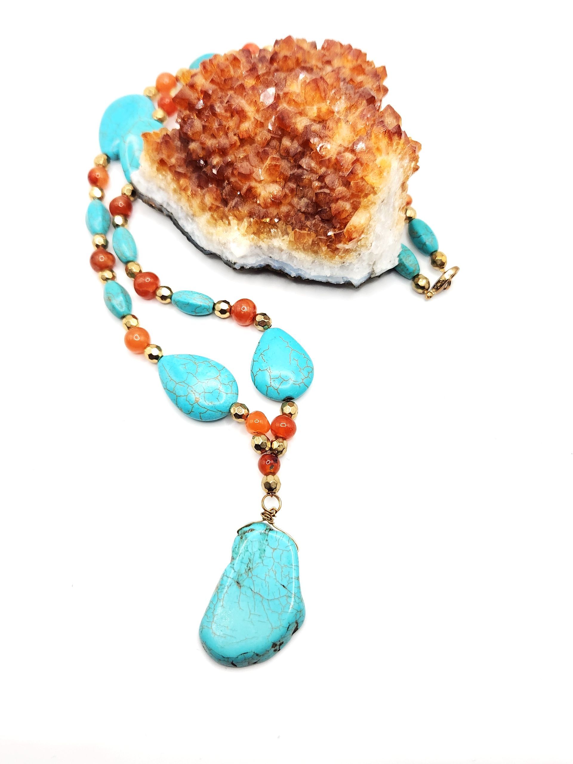 COOL CARNELIAN TURQUOISE CRYSTAL Necklace