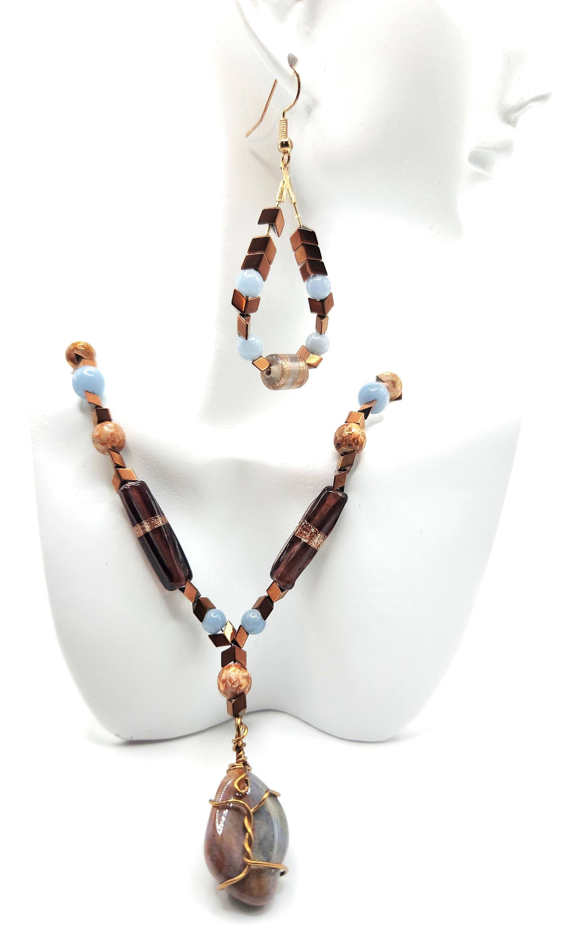 BECOMING BLUE ANGELITE CRYSTAL Jewelry Set