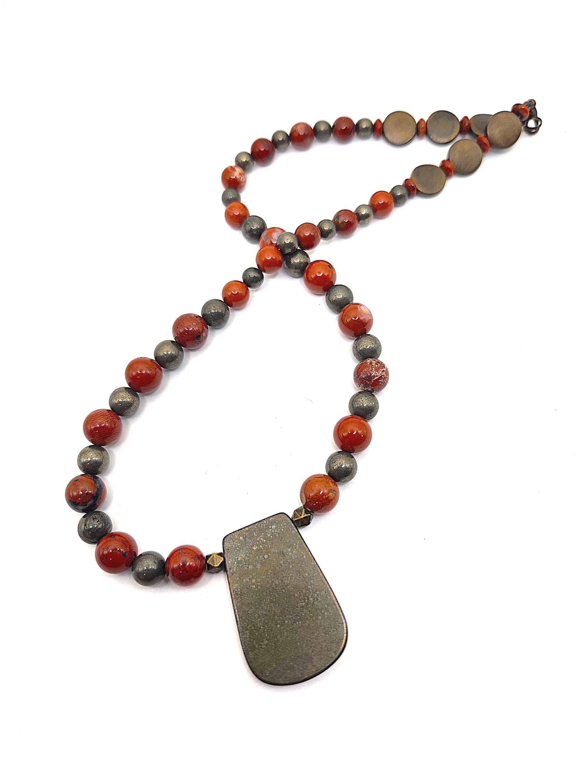 PROSPEROUS PYRITE JASPER CRYSTAL Necklace