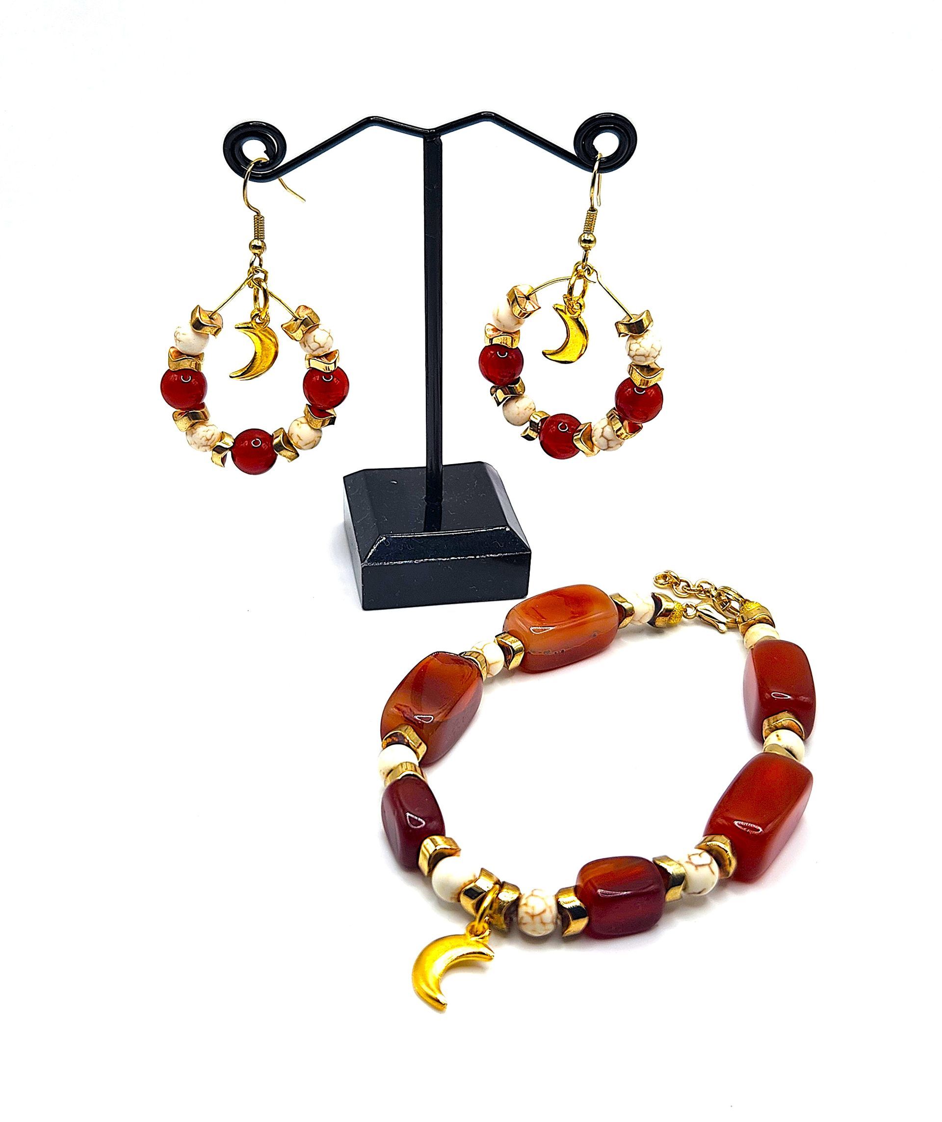 Celestial Carnelian Moon Crystal Jewelry Set