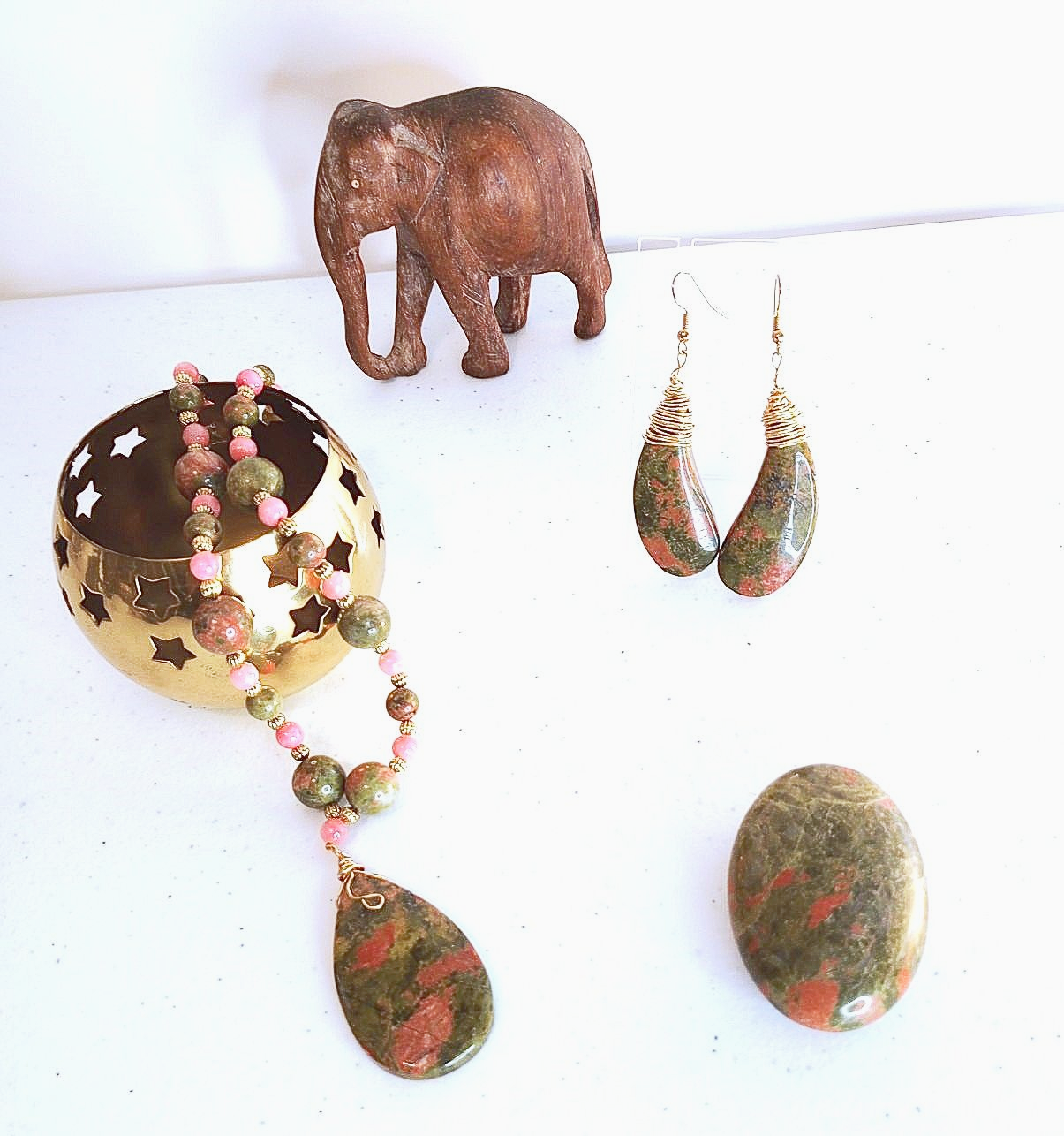 UNBELIEVABLY UNAKITE CRYSTAL Jewelry Set