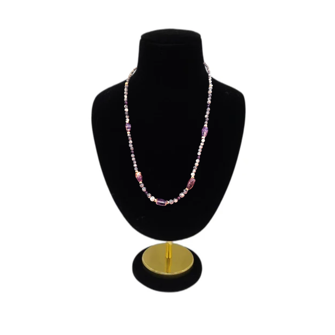 Labradorite Amethyst Crystal Necklace for Men