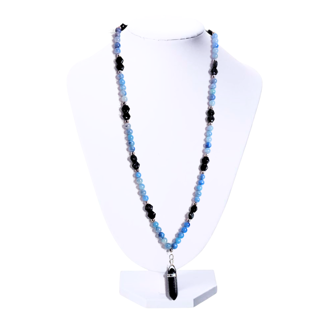 Sparkling Blue Goldstone Aventurine Crystal Necklace