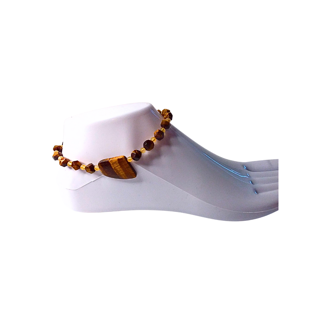 Tempting Tiger’s Eye Citrine Crystal Anklet