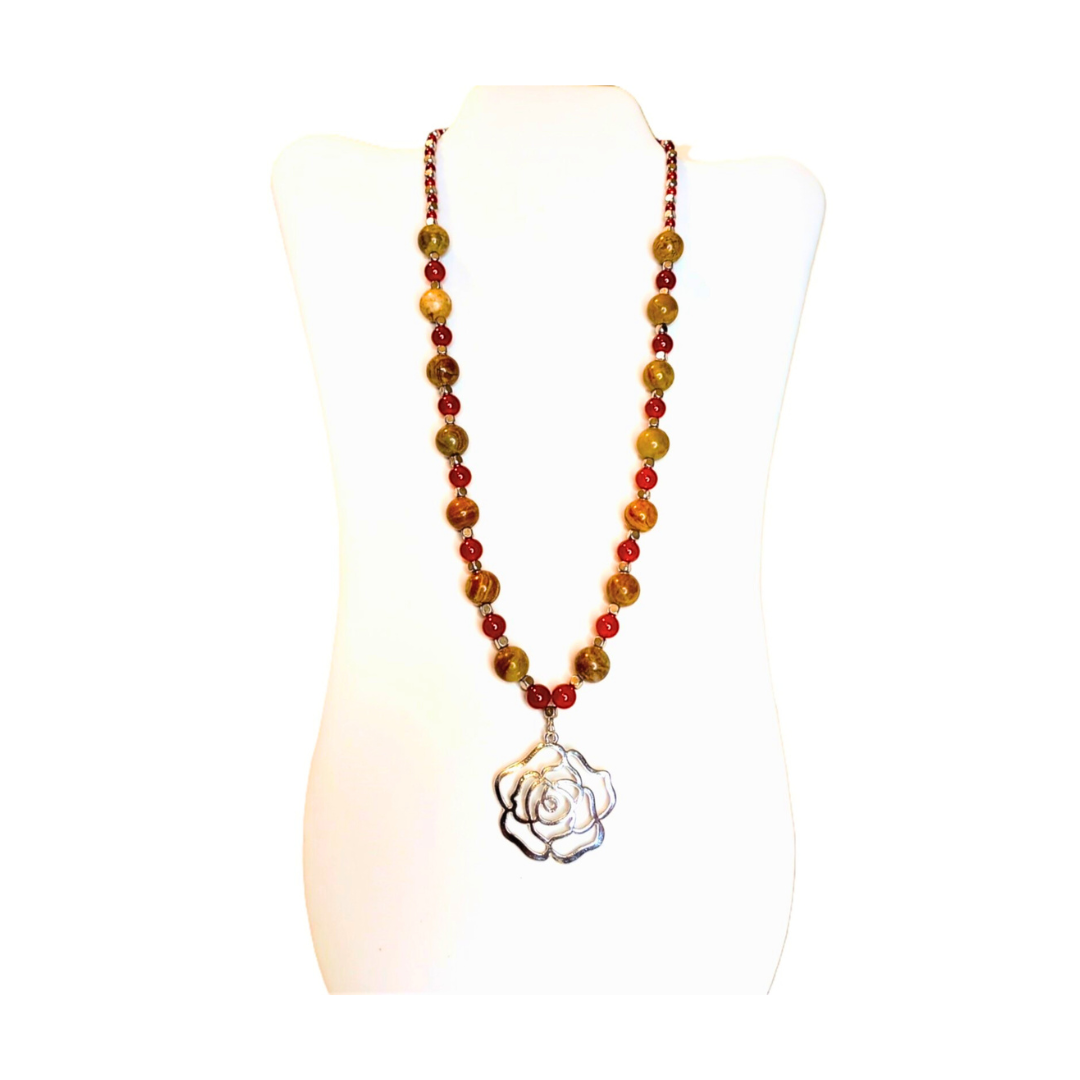 Red Rose Jasper Crystal Necklace