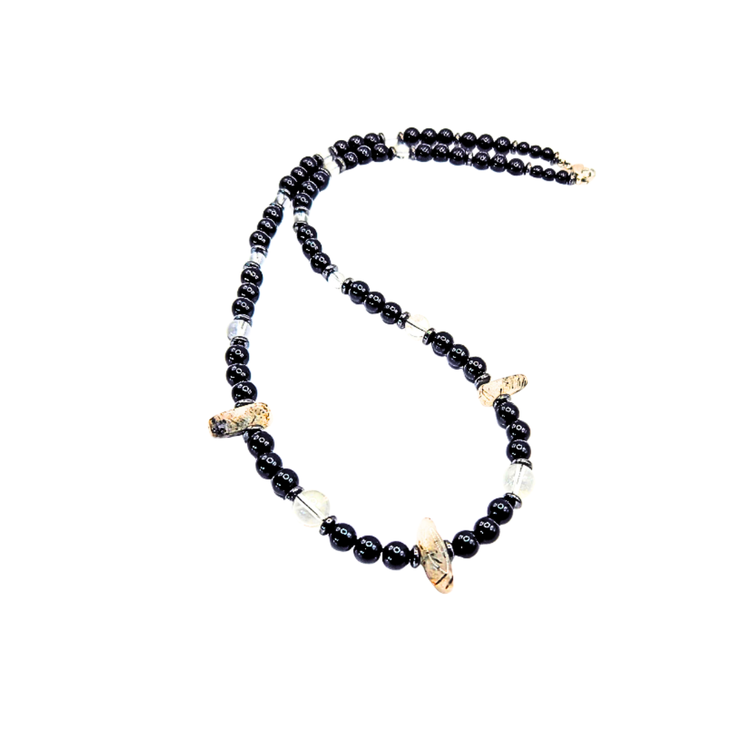 Clear Tourmalinated Quartz Crystal Necklace