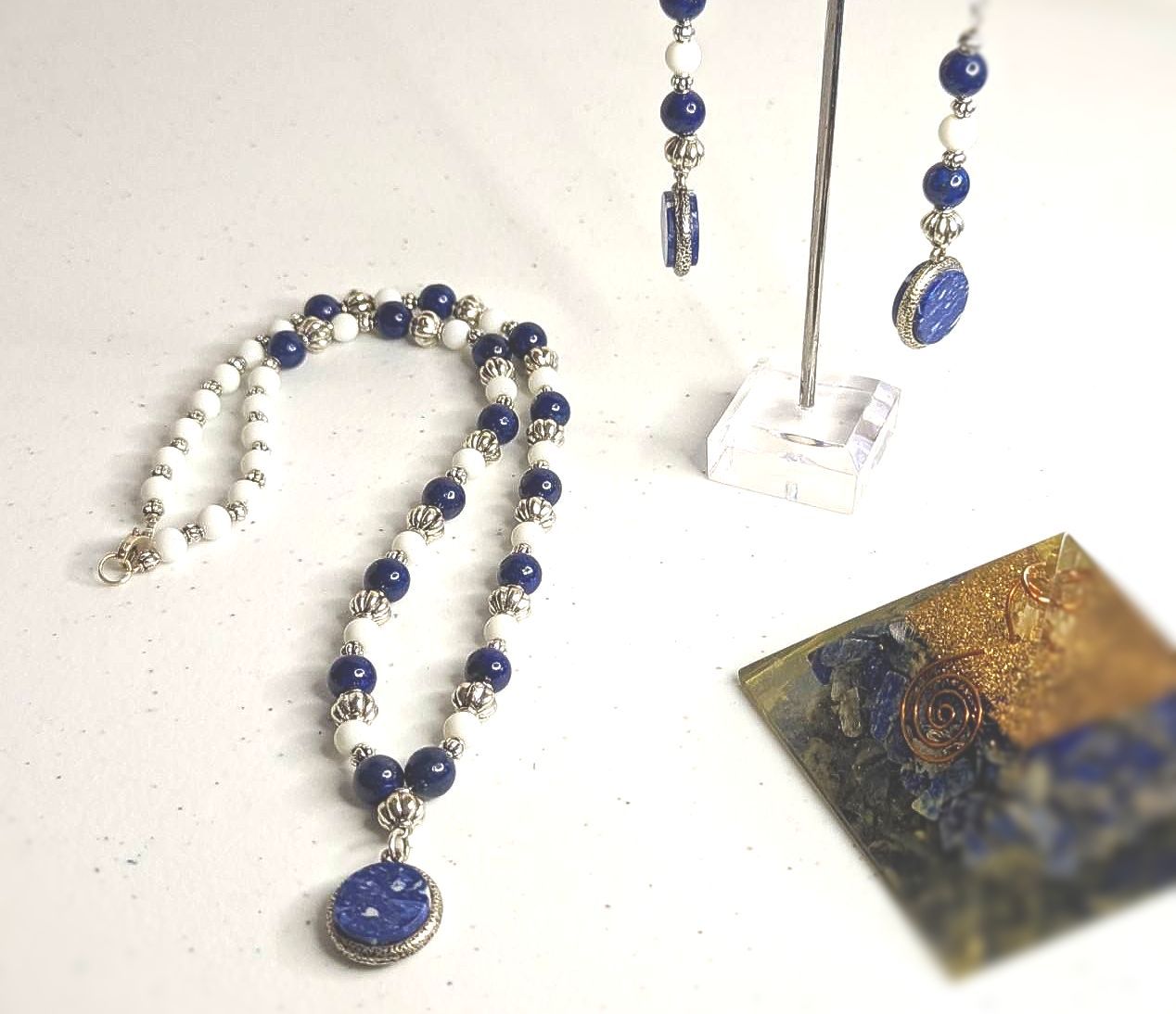 LOVELY LAPIS LAZULI CRYSTAL Jewelry Set
