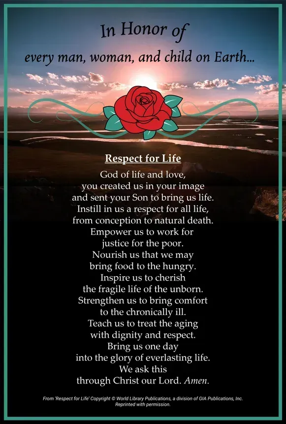 In honor of every man woman and child on earth respect for life In honor of every man woman and child on earth respect for life
