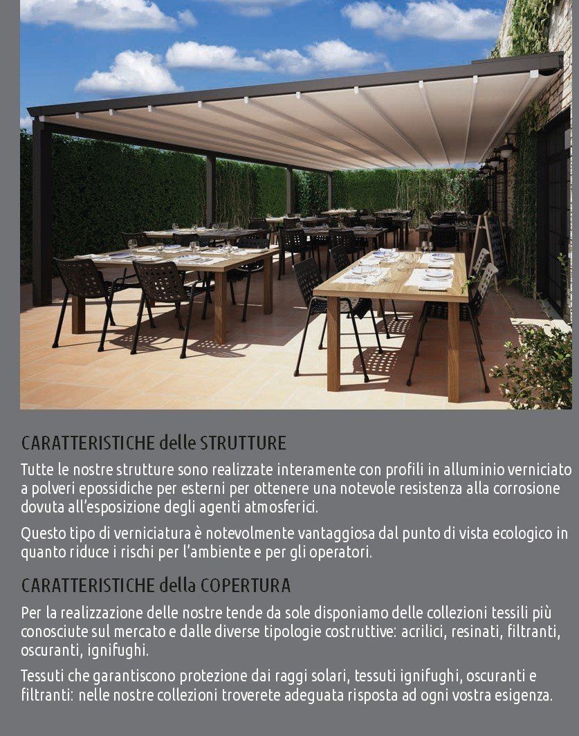 scheda tecnica di strutture e coperture per esterni