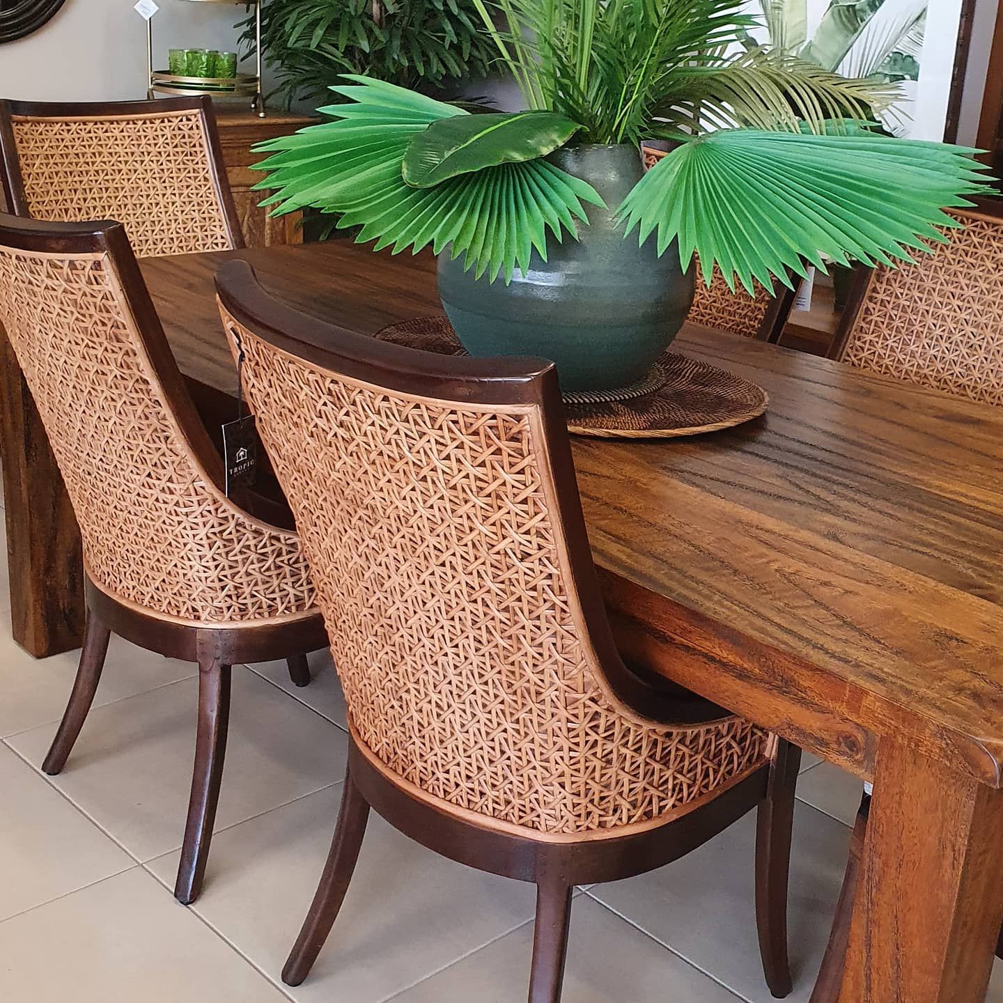 Dining Table with Woven-Back Chairs — Tropic Living in Trinity Park, QLD
