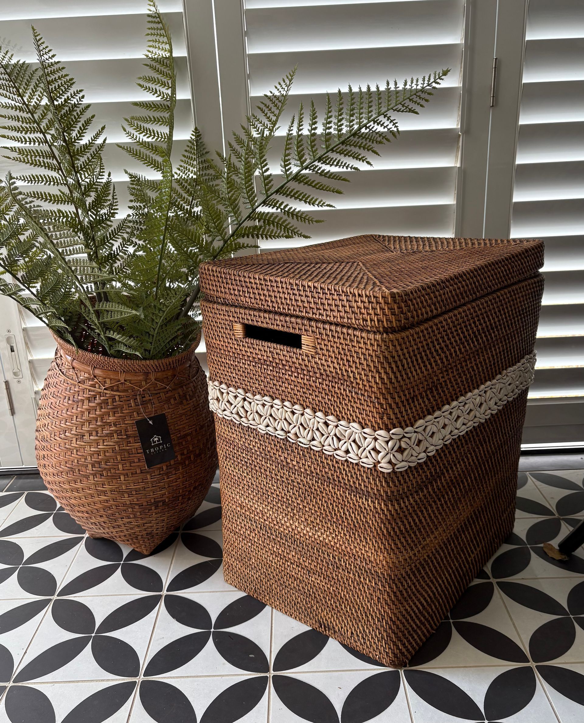 A Woven Brown Laundry Hamper — Tropic Living in Palm Cove, QLD