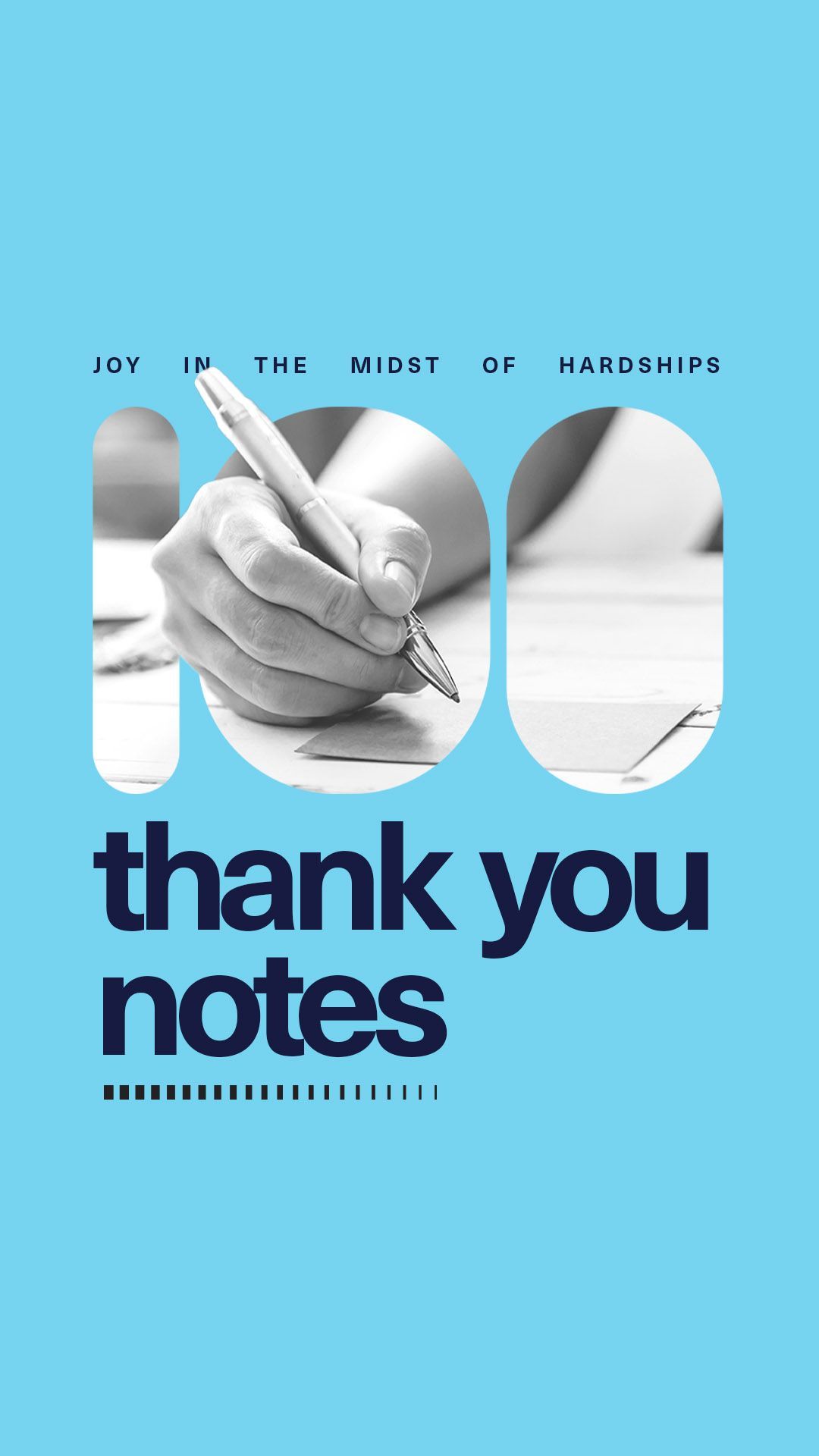 Graphic of a hand holding a pen and text thank you - Mosaic Church, Freeport, FL