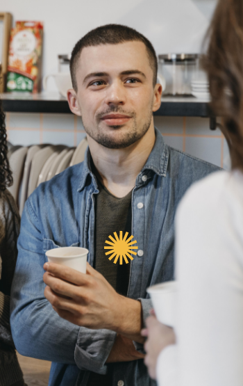 Group of people talking - Mosaic Church, Freeport, FL