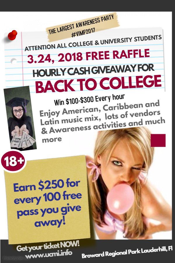 Hourly free raffle for college students attending