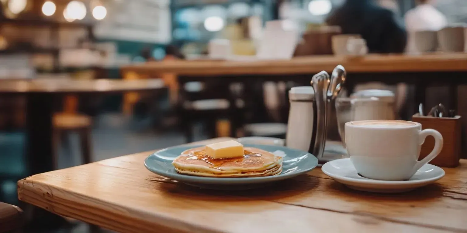 Plate with classic pancakes and butter.