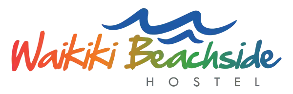 A logo for a hostel called waikiki beachside hostel
