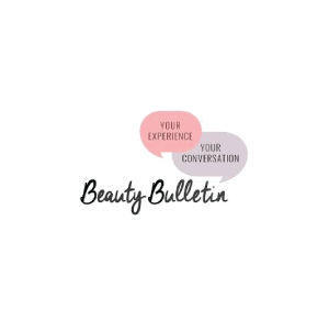 Logo for Beauty Bulletin: two speech bubbles, pink (