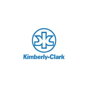 Blue Kimberly-Clark logo: a stylized 