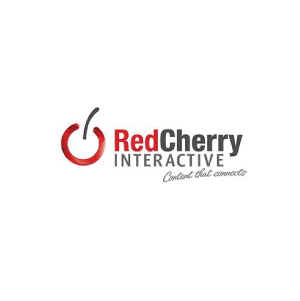 Logo for RedCherry Interactive: a red cherry icon with a black stem beside the text 