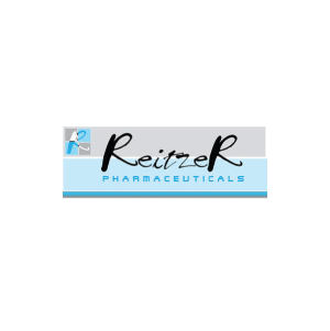 Logo of Reitzer Pharmaceuticals, with a light blue and gray background. Text is black.