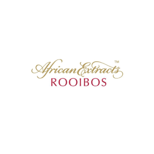 African Extracts Rooibos logo in gold and burgundy on a white background.