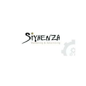 Siyaenza logo with black script text and a gray gear icon. Text says 