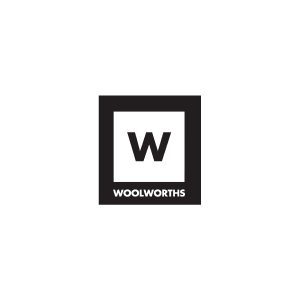Woolworths logo: a black square with a white square inside containing a black 