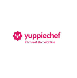 Yuppiechef logo: pink flower emblem with the brand name and 