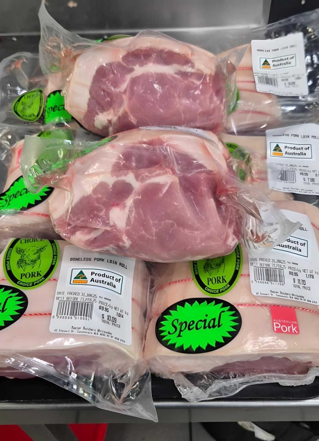 A Bunch of Pork Chops Are Stacked on Top of Each Other on a Shelf — MBW Wholesale & Bulk In Cannonvale, QLD