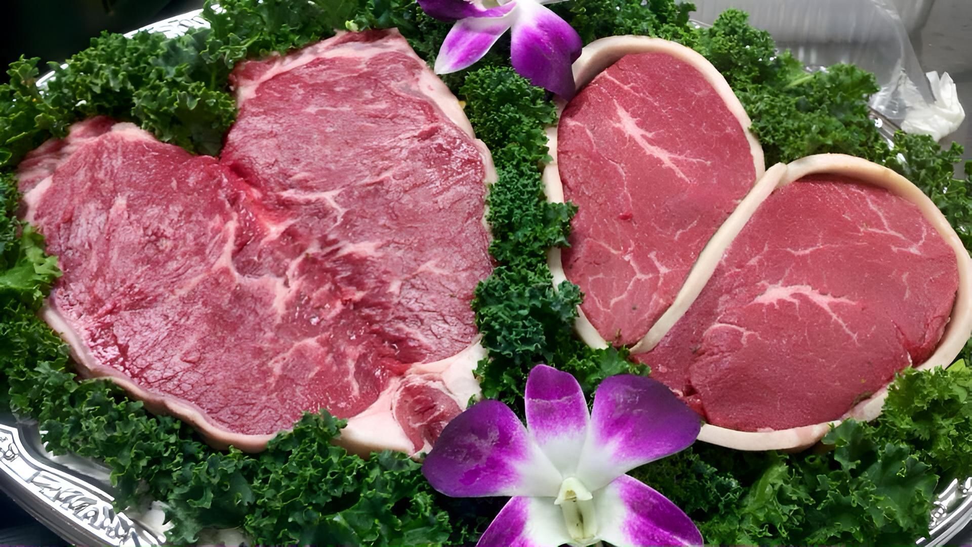 Two Steaks in the Shape of a Heart on a Plate — MBW Wholesale & Bulk In Cannonvale, QLD