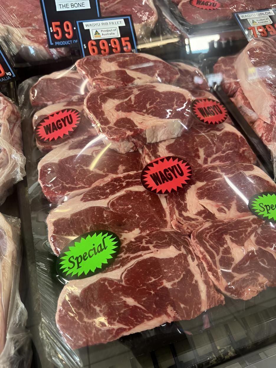 A Display of Wagyu Steaks in a Butcher Shop — MBW Wholesale & Bulk In Cannonvale, QLD