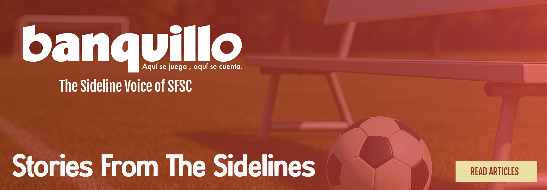 A banner that says advertise with us reach thousands of soccer families weekly