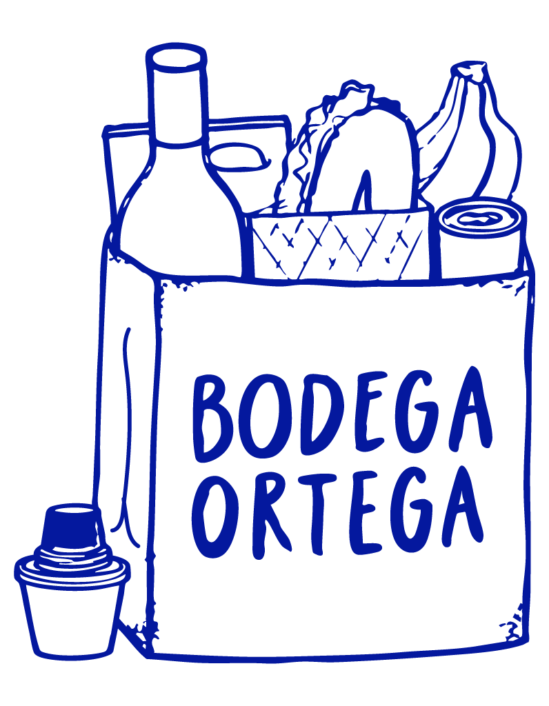 Blue “BODEGA ORTEGA” text centered on a white background.
