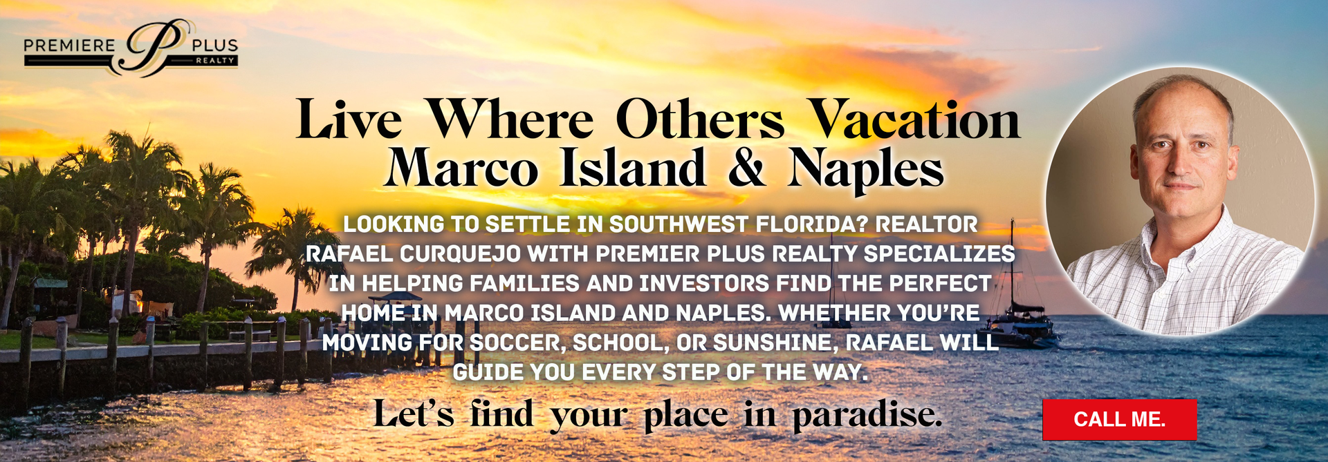 Real estate ad: Man in a circle, text 