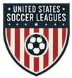 The logo for the united states soccer leagues is a shield with a soccer ball on it.