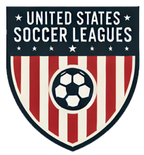 The logo for the united states soccer leagues is a shield with a soccer ball on it.
