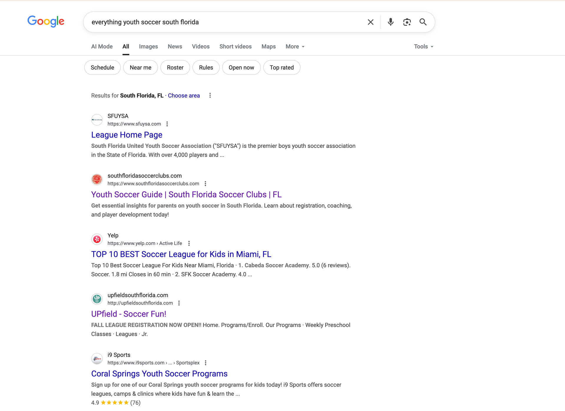 Google search results for 
